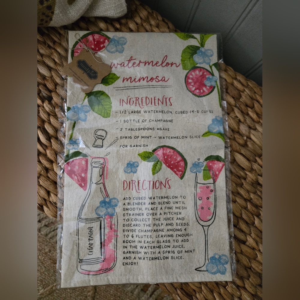 Mud Pie Watermelon Mimosa Recipe Napkins - Pink and Green